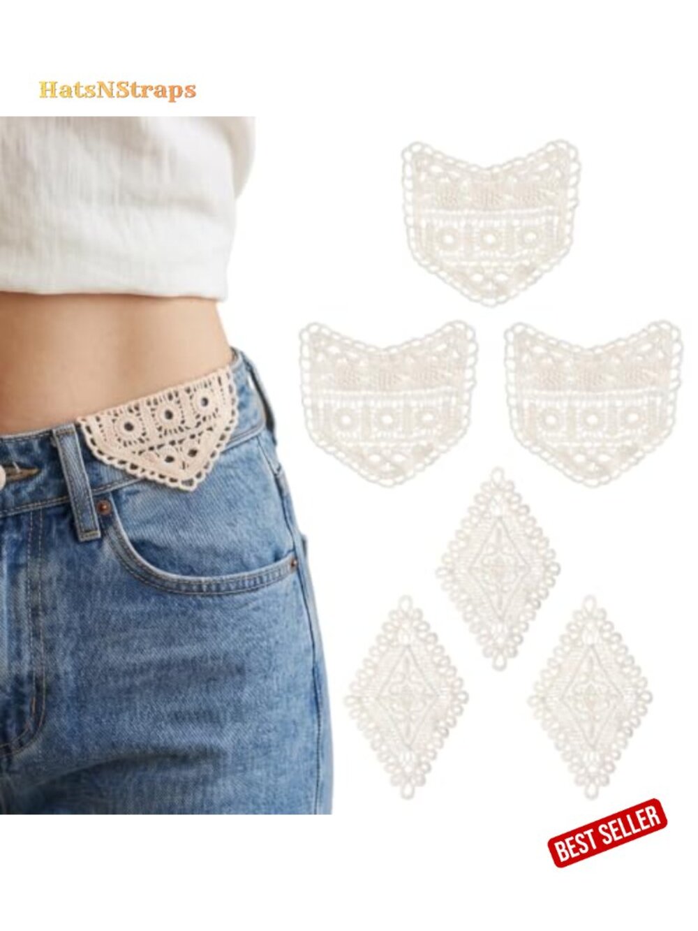 Vintage Lace Waist Extender for Jeans Pants Sewing DIY 6 Pack